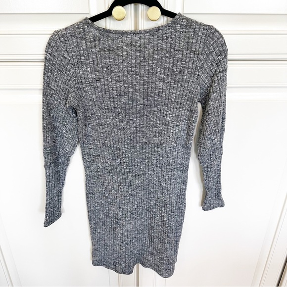 Madewell Women’s Grey Space Dye Ribbed Bubble along Sleeve Dress Sweater Knit - Picture 11 of 11